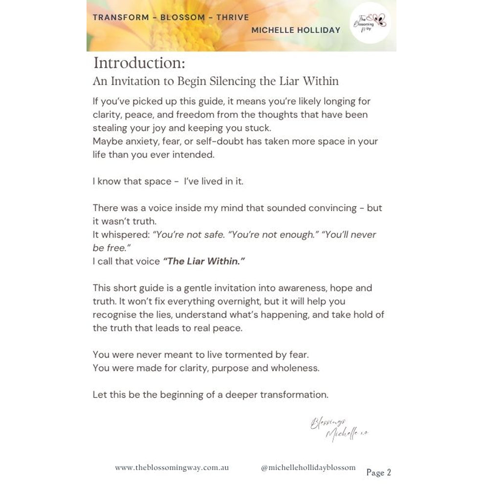 3 STEPS TO BEGIN SILENCING THE LIAR WITHIN - FREE E-BOOK