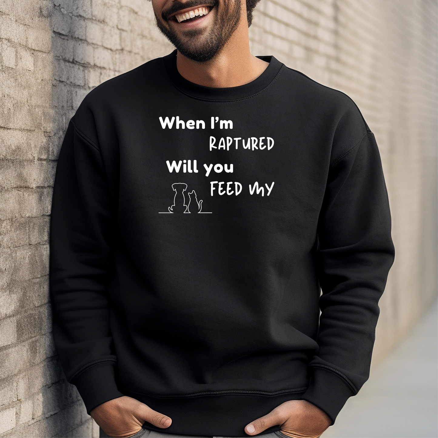 RAPTURED DOG & CAT SWEATSHIRT -M- WH