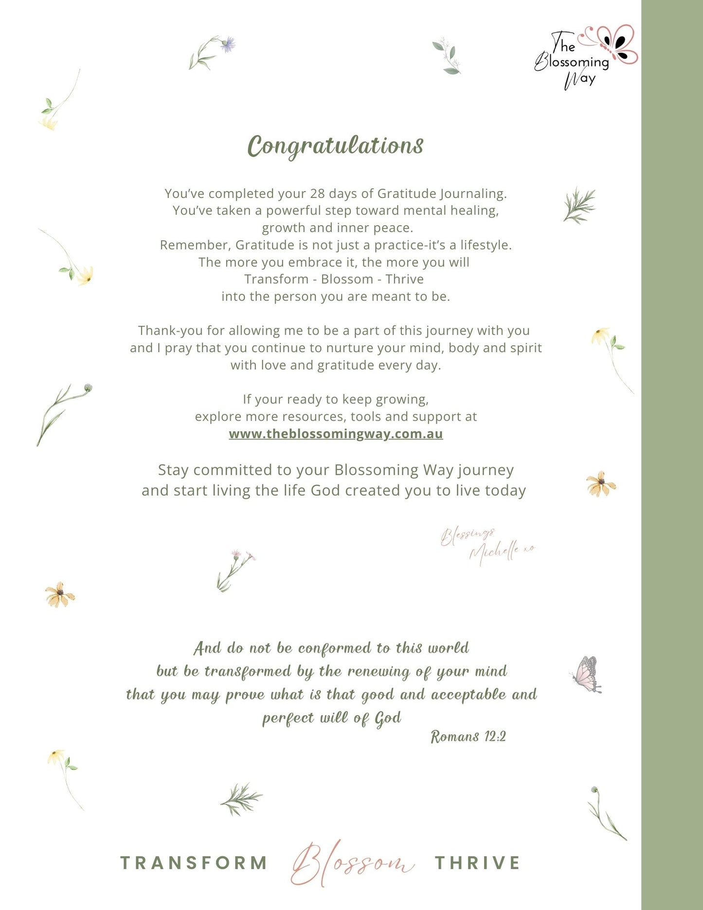 28 DAY GRATITUDE DIGITAL E-JOURNAL