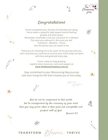 28 DAY GRATITUDE DIGITAL E-JOURNAL