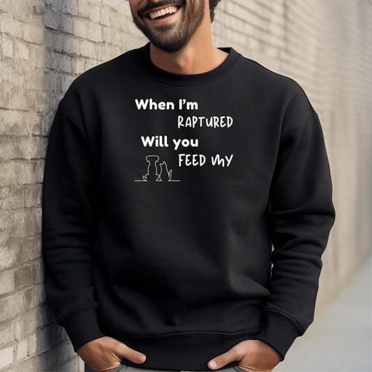 RAPTURED DOG & CAT SWEATSHIRT -M- WH